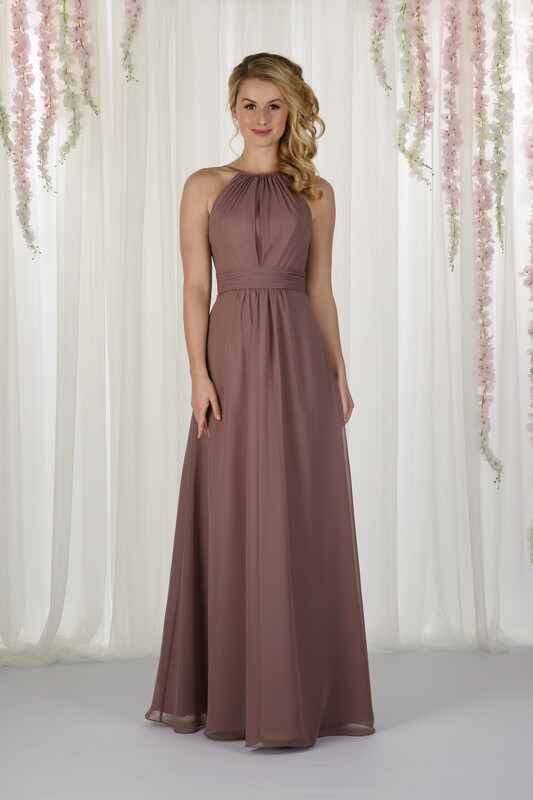 Chiffon Bridesmaid Dress shown in Rosy Brown.