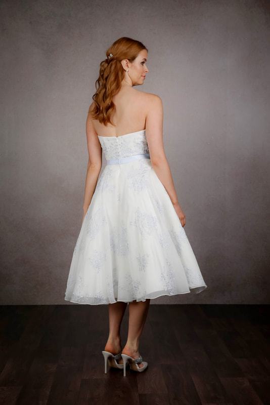 Floral Tea- Length Bridesmaid Dress.